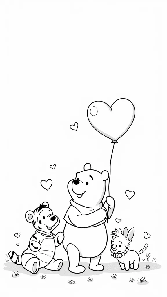 Winnie the Pooh Valentines Day Coloring Pages